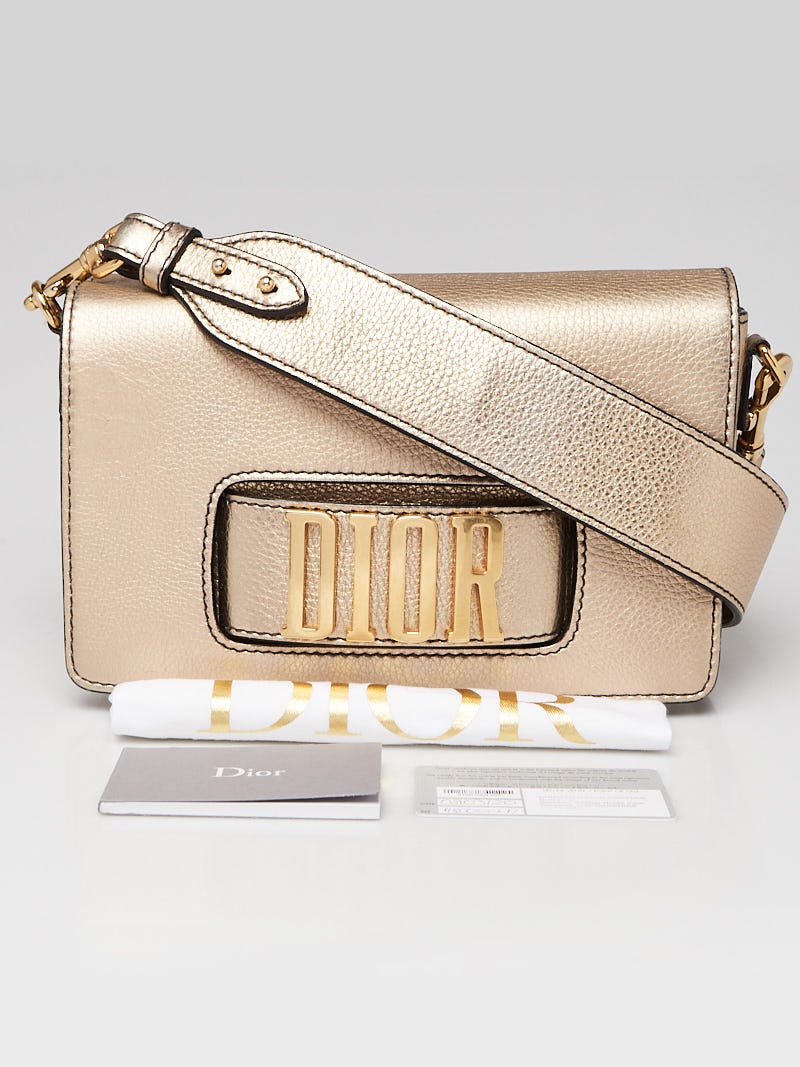 Christian Dior Gold Pebbled Calfskin Leather Dio r evolution Flap Bag Yoogi s Closet