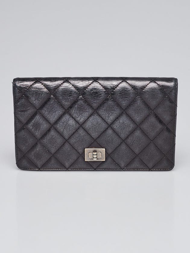 Chanel Black Quilted Distressed Leather Reissue L Yen Wallet