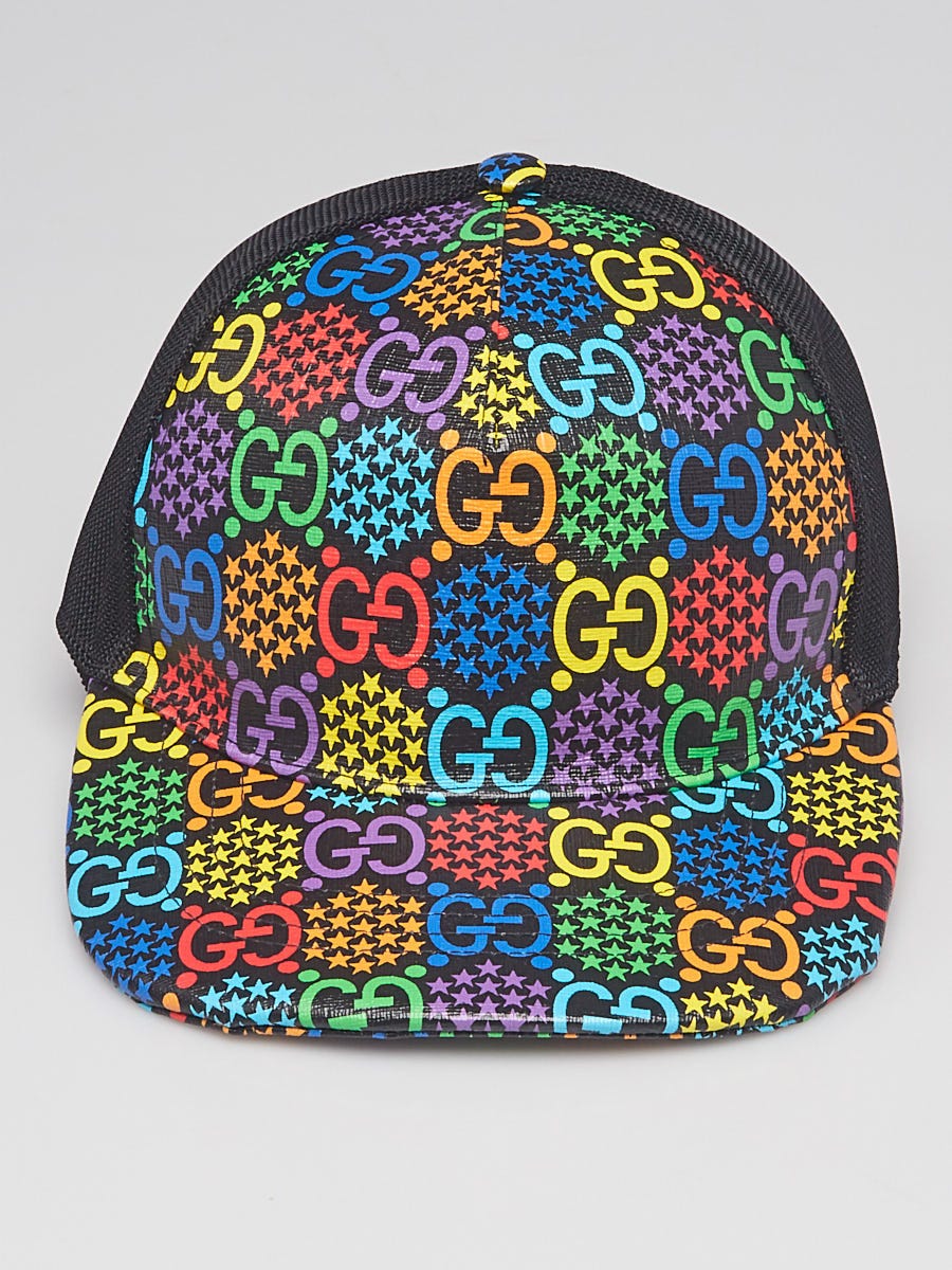 Gucci Multicolor/Black Coated Canvas Psychedelic Baseball Hat Size