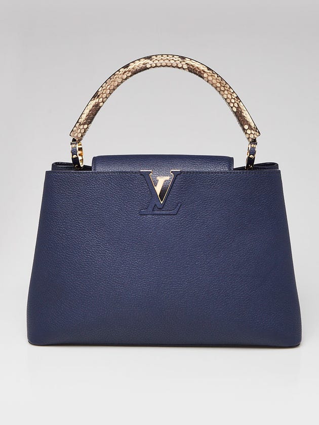 Louis Vuitton Blue Marine Taurillon Leather and Python Capucines MM Bag