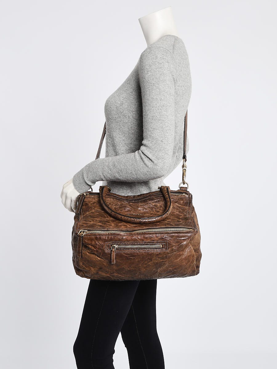 Givenchy Brown Wrinkled Sheepskin Leather Medium Pandora Bag