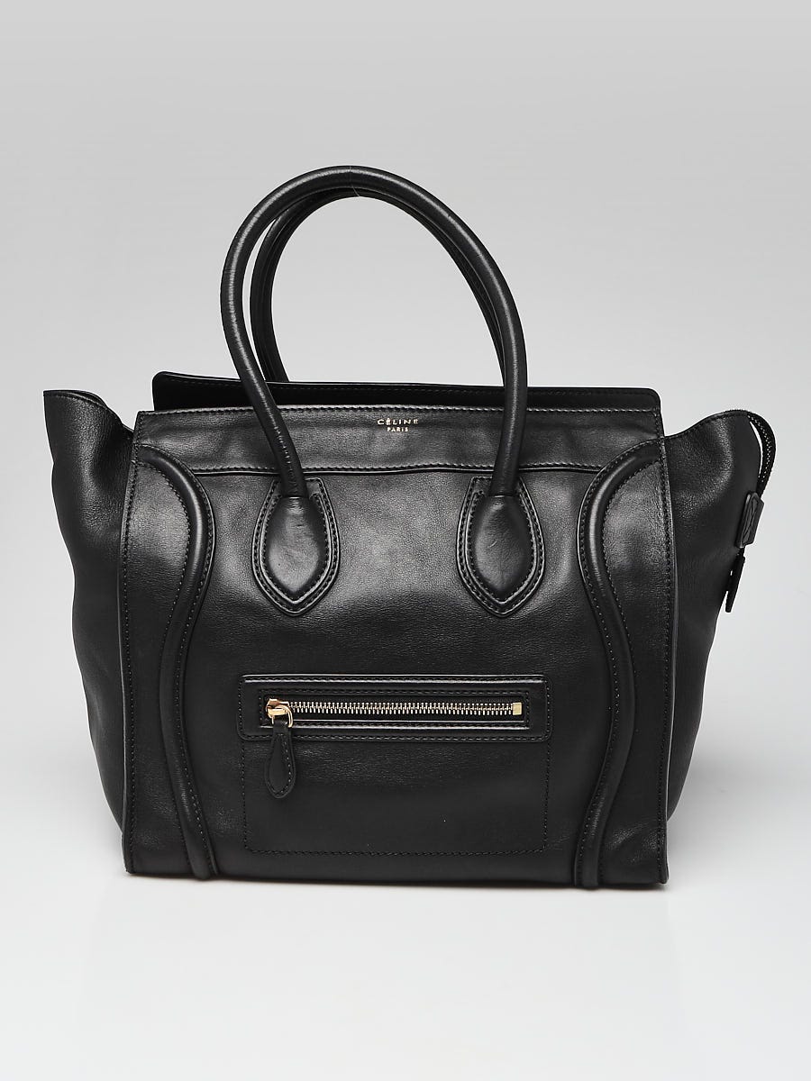 Celine Black Smooth Calfskin Leather Mini Luggage Tote Bag