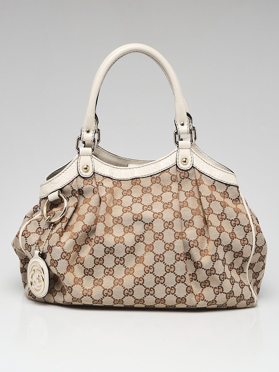 Gucci Beige/White GG Canvas Medium Sukey Tote Bag