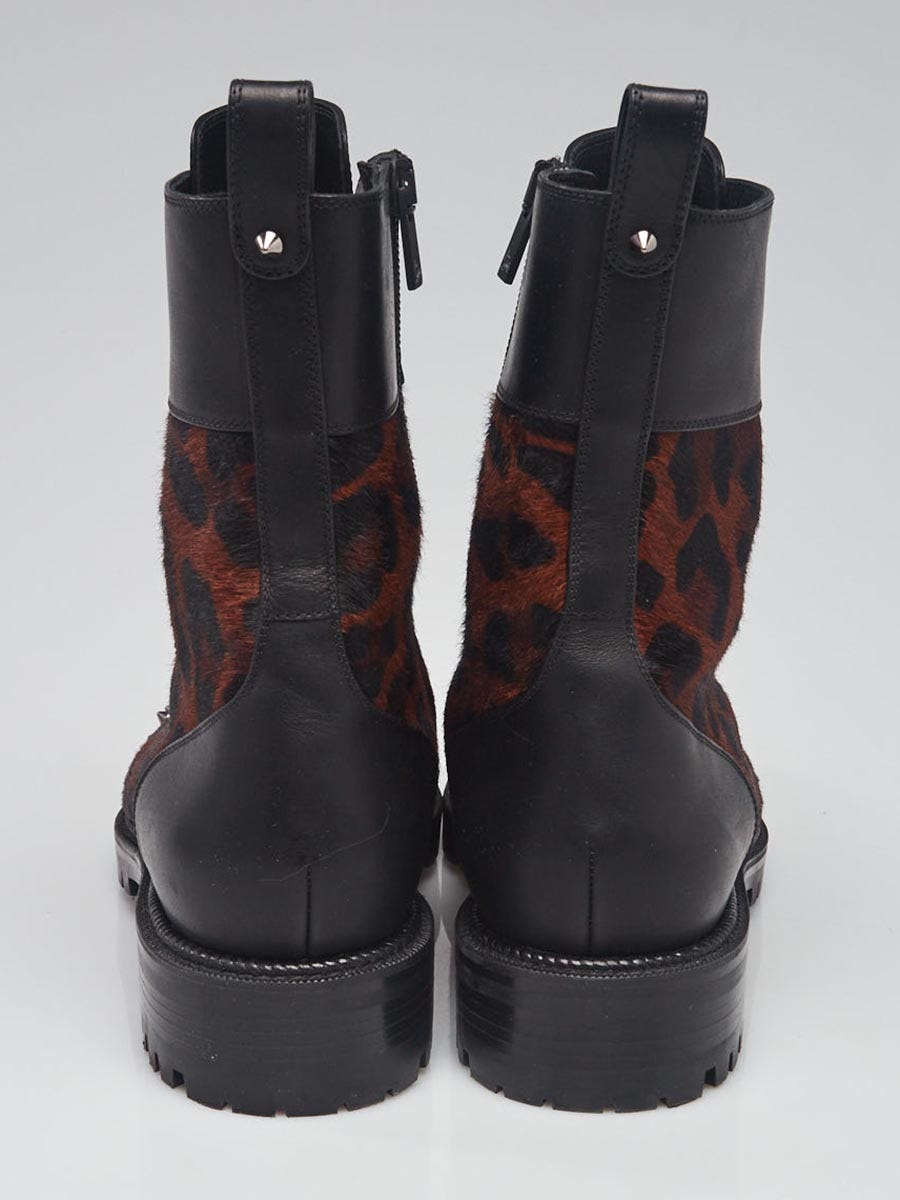 Louis Vuitton - Authenticated Boots - Leather Black Leopard for Women, Never Worn