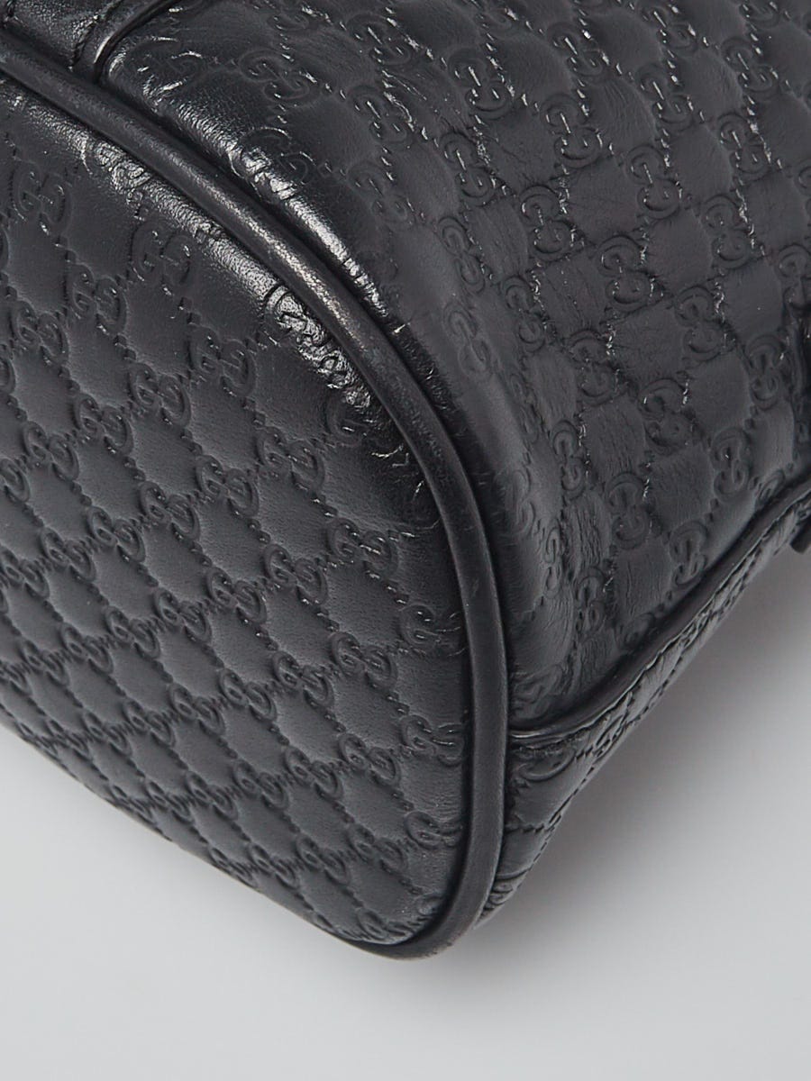 NEW Gucci Guccissima Black Leather Dome Boston Travel Shoulder Bag