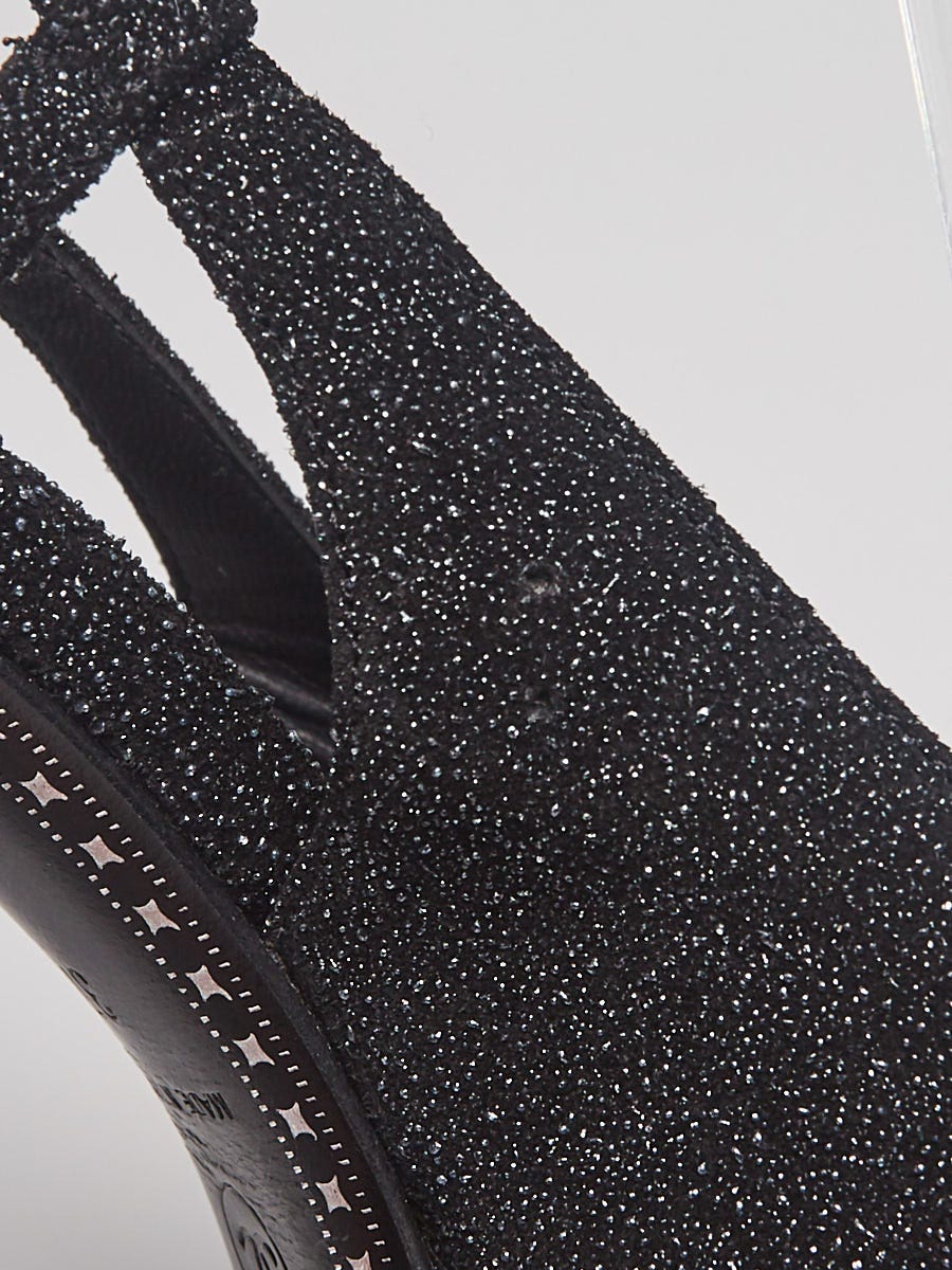 Chanel Black/Grey Glitter Cap Toe Slingback Pumps Size 6.5 Chanel Black/Grey Glitter Cap Toe Slingback Pumps Size 6.5