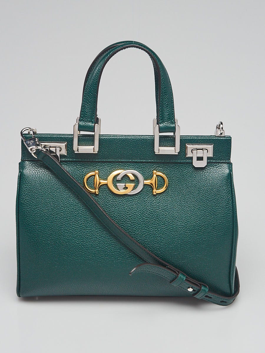 Gucci Green Grainy Leather Zumi Small Tote Bag | Yoogi's Closet