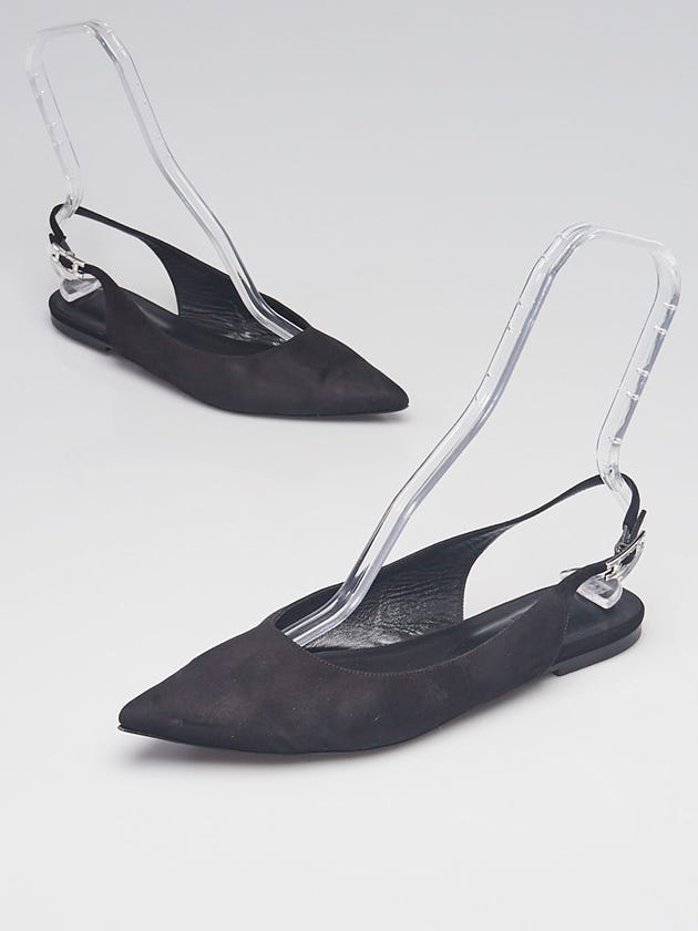 Hermes Black Suede Goatskin Brillante Ballet Flats Size 9/39.5