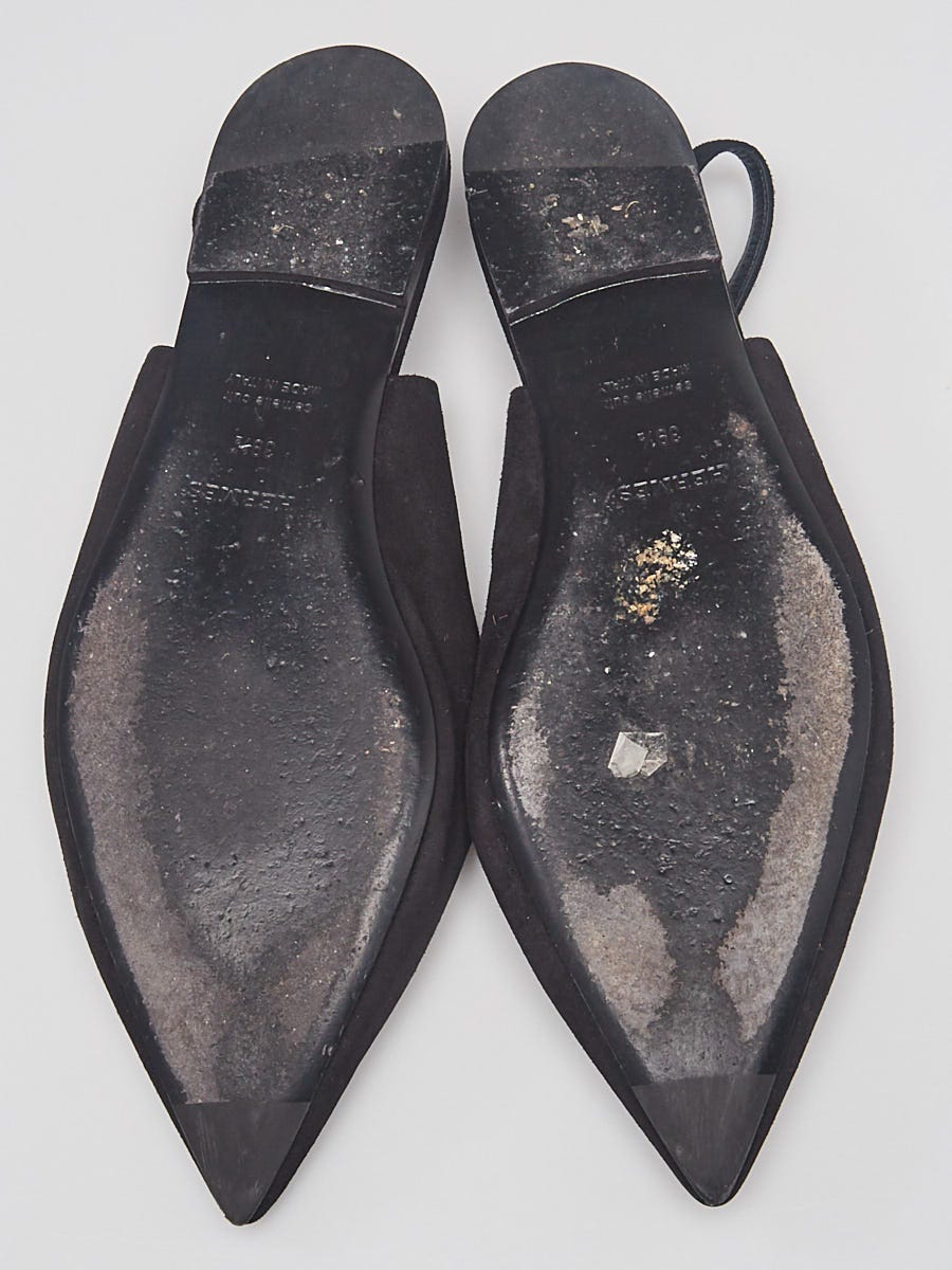 Hermes Black Suede Goatskin Brillante Ballet Flats Size 9/39.5 