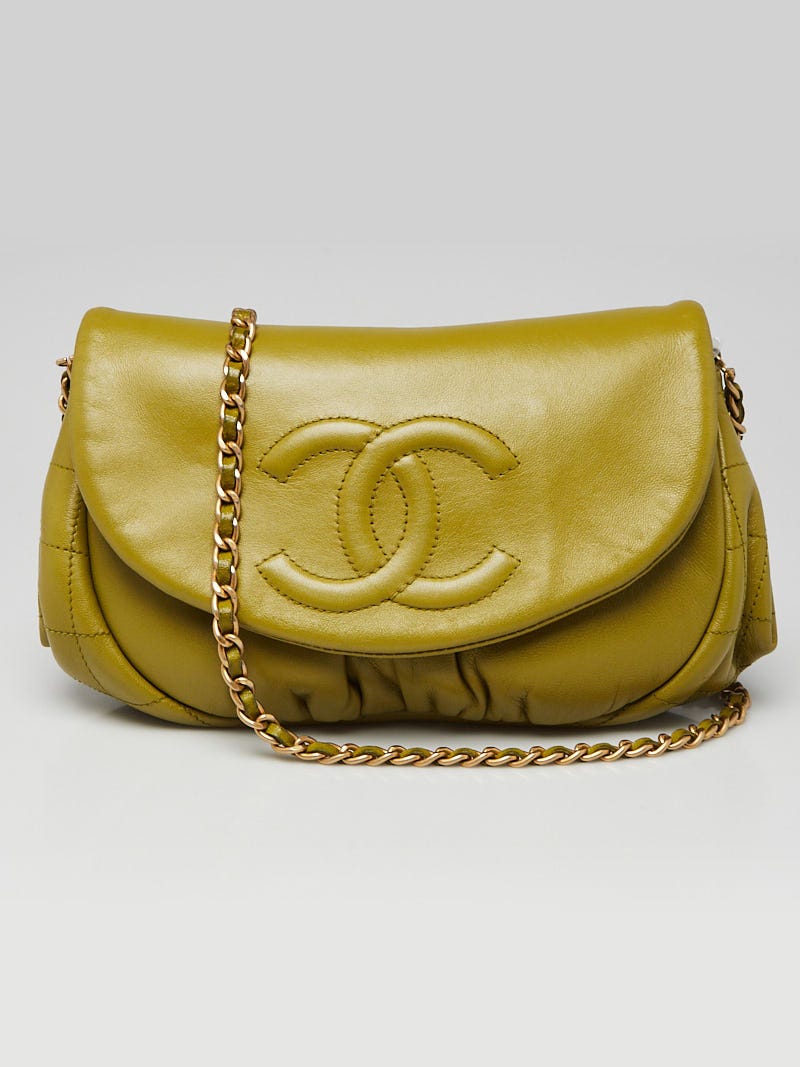 Chanel Green Lambskin Leather Half-Moon WOC Clutch Bag - Yoogi's