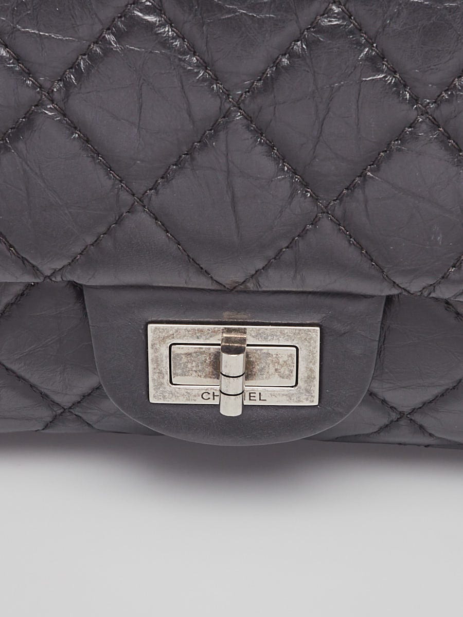 Chanel Black Quilted Caviar 2.55 Reissue 227 Double Flap Bag Ruthenium Hardware, 2012