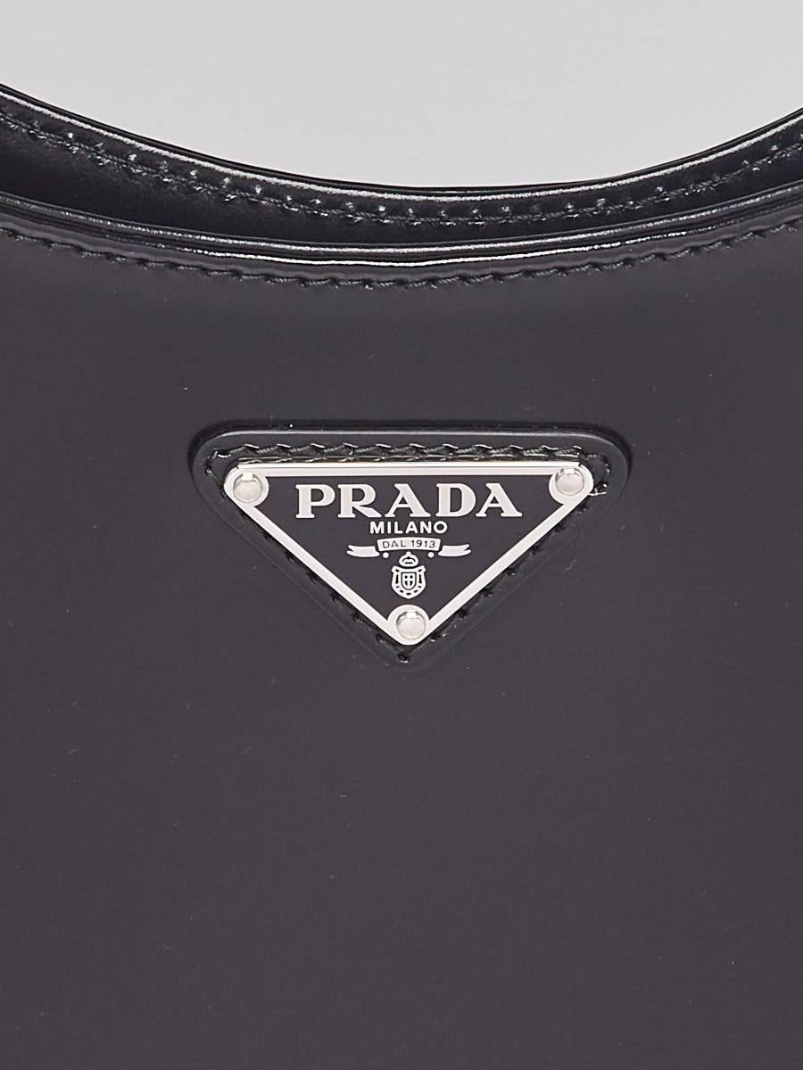 Prada Black Brushed Leather Cleo Shoulder Bag 1BC156 | Yoogi's Closet