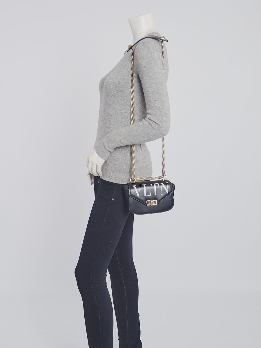Valentino Black VLTN Crossbody Wallet on Chain Bag