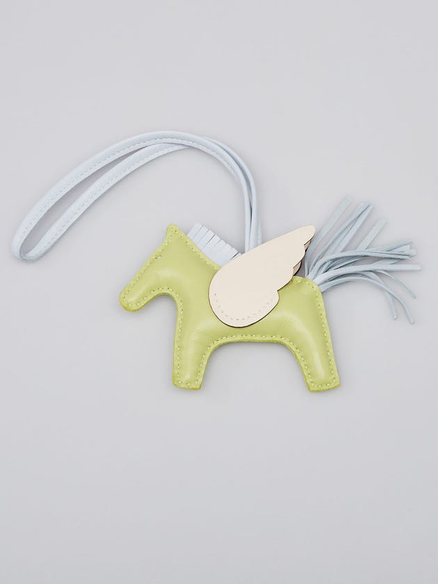 Hermes Jaune Bourgeon/Bleu Brume/Nata Rodeo Pegase MM Bag Charm