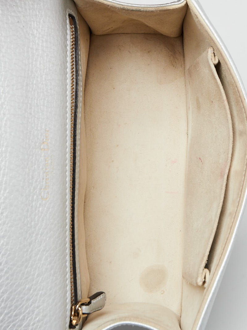 Christian Dior Silver Leather Medium Diorama Flap Shoulder Bag - ShopStyle