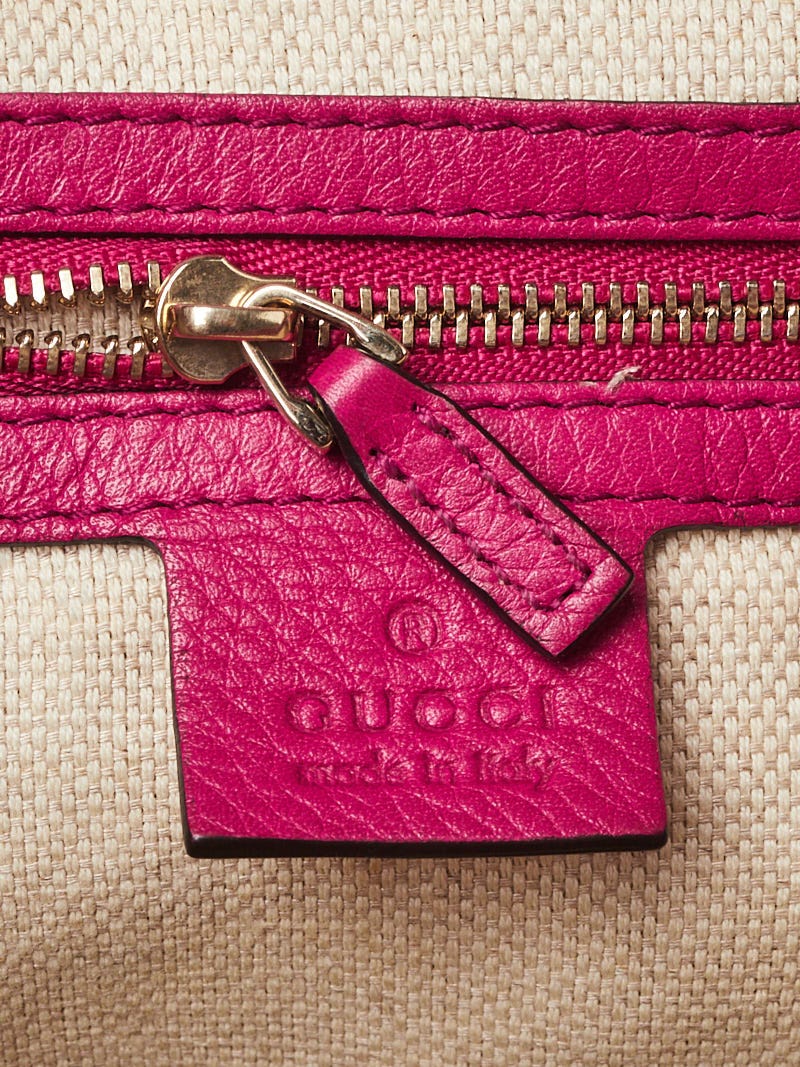 Gucci Fuchsia Pebbled Leather Soho Top Handle Bag w/ Strap