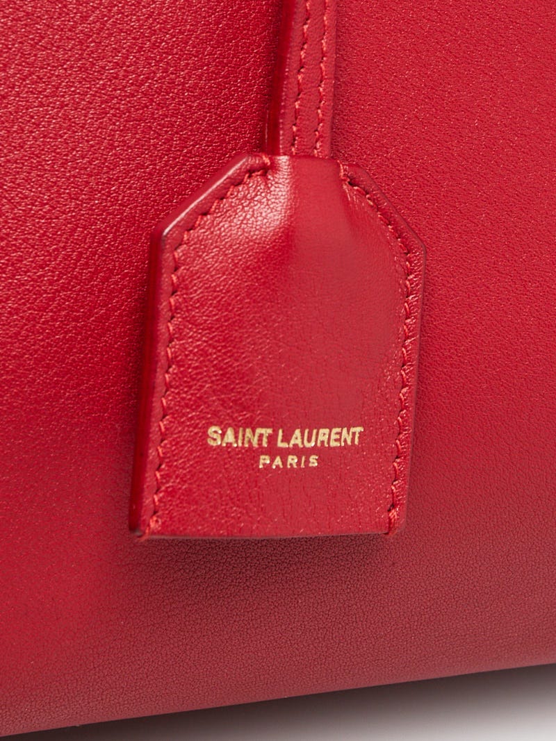 バッグ YSL Cabas Red Yves Saint Laurent Red Calfskin Leather Small Cabas ChYc Bag