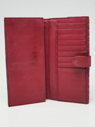 Burberry Red Leather Haymarket Check Bi-Fold Wallet - Yoogi's Closet