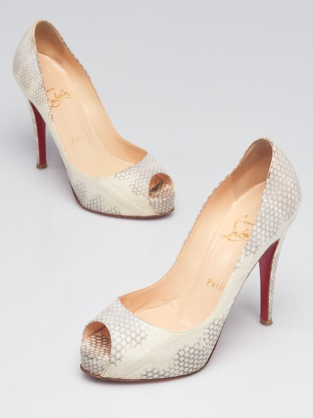 Christian Louboutin White/Grey Python Very Prive 120 Pumps Size 5/35.5