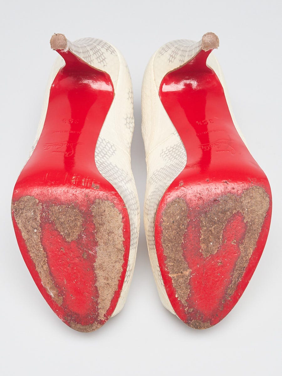 Christian Louboutin White/Grey Python Very Prive 120 Pumps Size 5/35.5