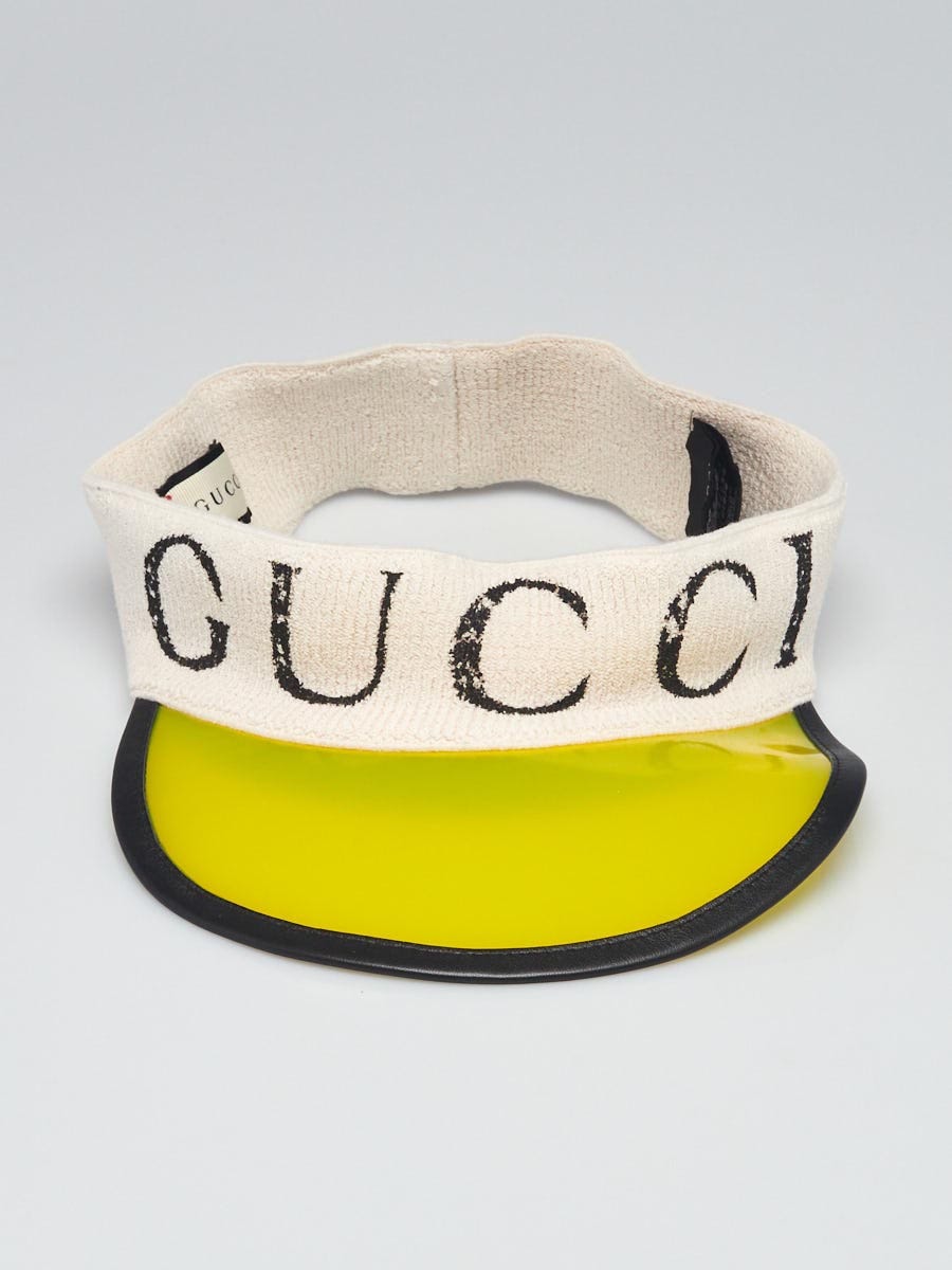 Jeugd Handelsmerk Verward zijn Gucci White/Yellow Elastic Headband Visor Size M - Yoogi's Closet