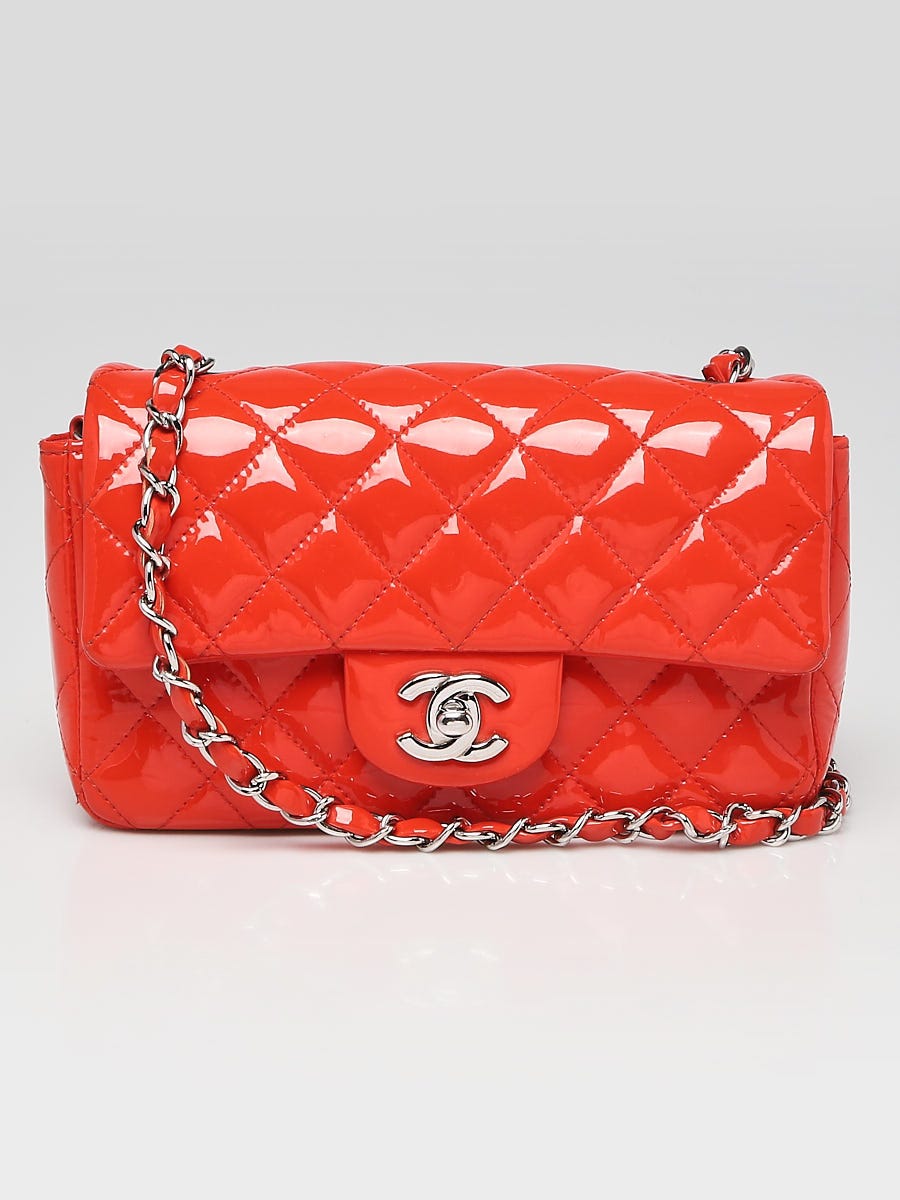 Chanel Red Quilted Patent Leather Classic Rectangular Mini Flap Bag