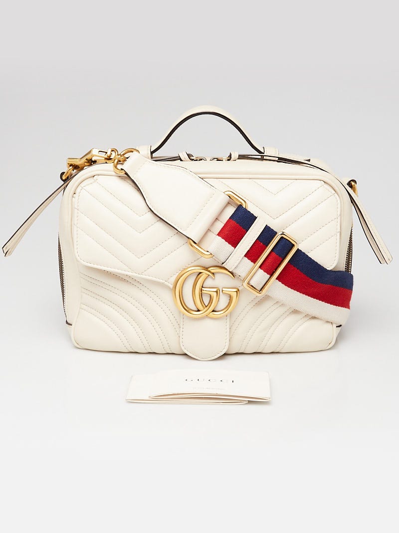 Gucci White Quilted Leather Marmont Small Shoulder Bag | Yoogi's