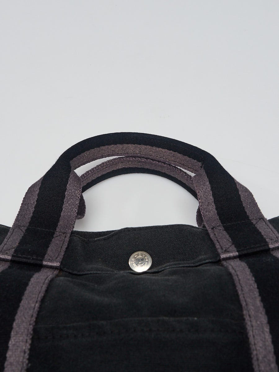 Authenticated Hermes Fourre Tout PM Black Canvas Fabric Tote Bag