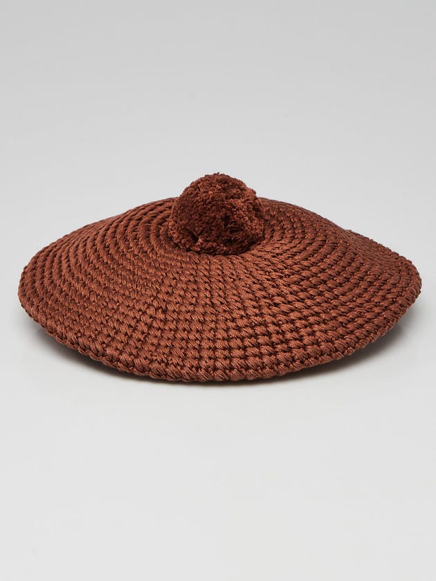 Gucci Brown Woven Cotton Beret Size M