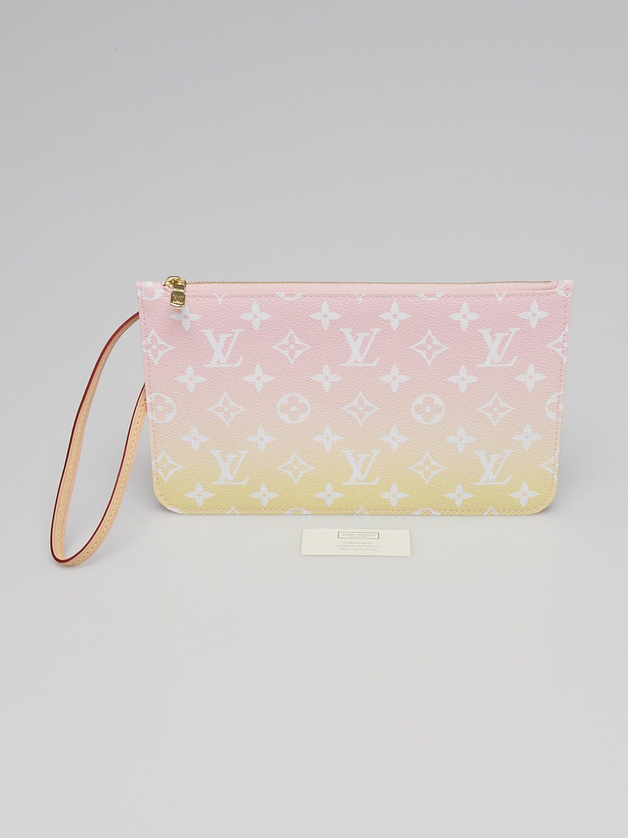 Louis Vuitton Pink Monogram By the Pool Neverfull Pochette Wristlet Pouch  940lvs415