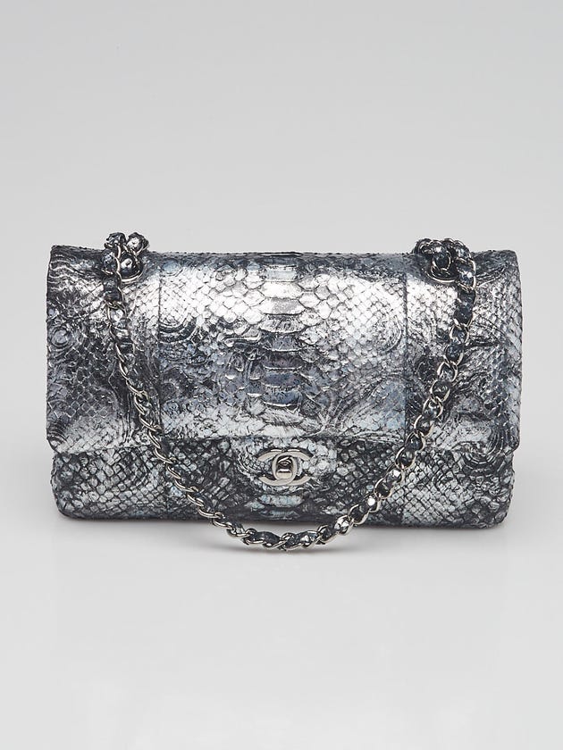 Silver Python Handbgs Chanel Silver Python Classic Medium Double Flap Bag | Yoogi's Closet