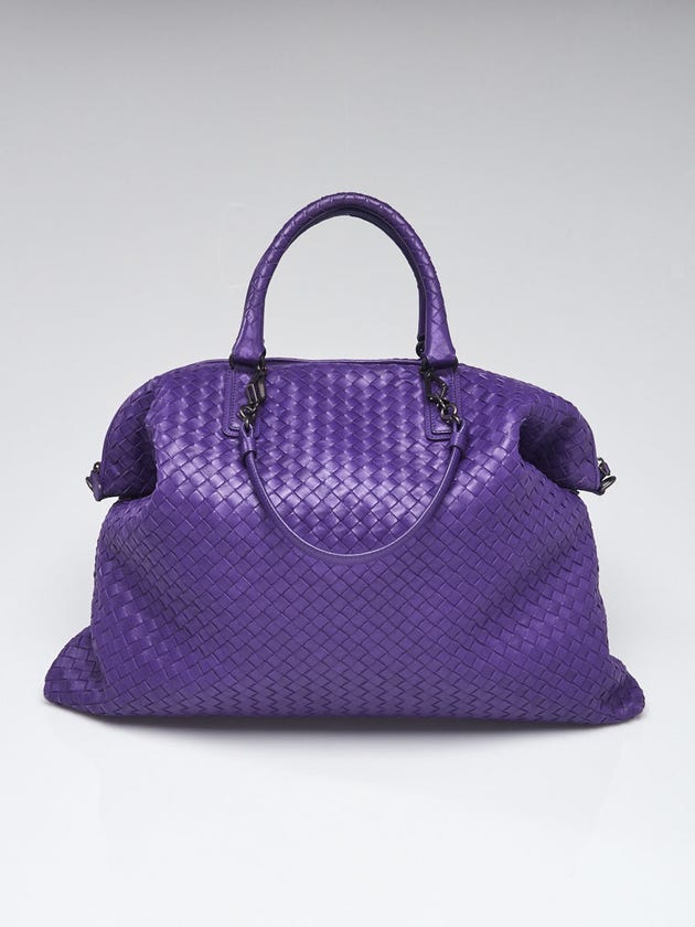 Bottega Veneta Purple Intrecciato Woven Nappa Leather Large Convertible Tote Bag