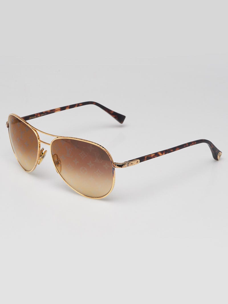 Louis Vuitton Goldtone Metal Frame Monogram Conspiration Pilote Sunglasses-Z0164U  - Yoogi's Closet