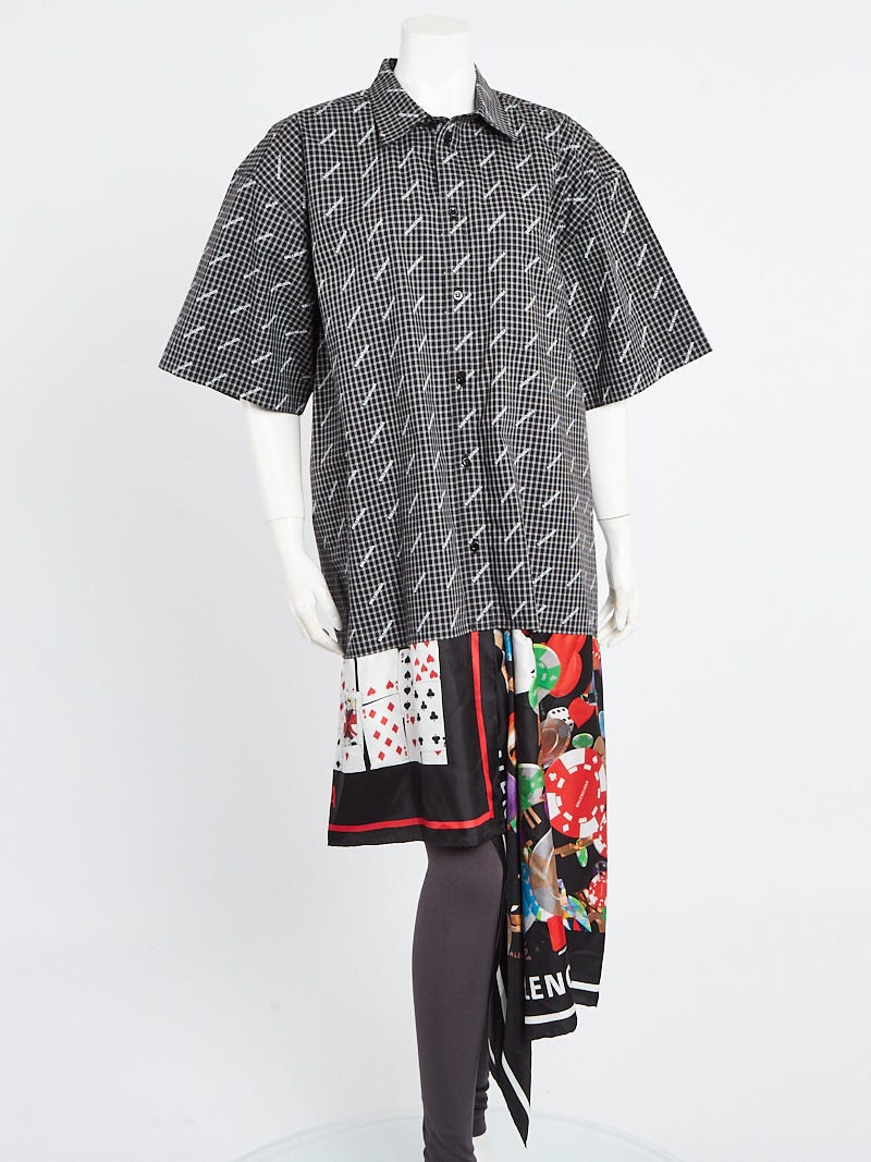 Balenciaga Black/Multicolor and Silk Shirt Dress - Yoogi's Closet