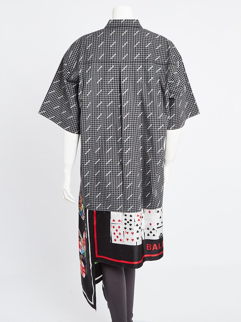 Ondoorzichtig Billy Goat Met bloed bevlekt Balenciaga Black/Multicolor Cotton and Silk Logo Shirt Dress - Yoogi's  Closet