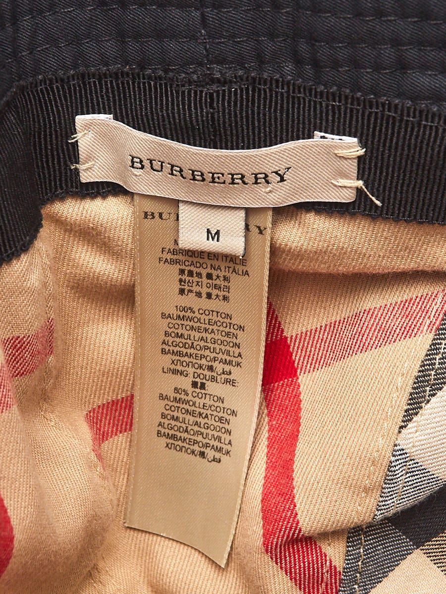 Burberry Black Cotton Gabardine Logo Bucket Hat - Yoogi's Closet