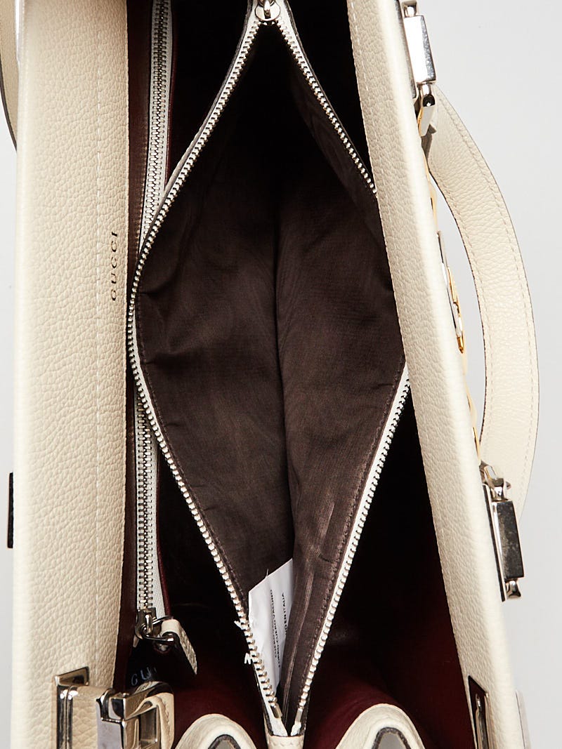 Gucci White Grainy Leather Zumi Medium Tote Bag | Yoogi's Closet