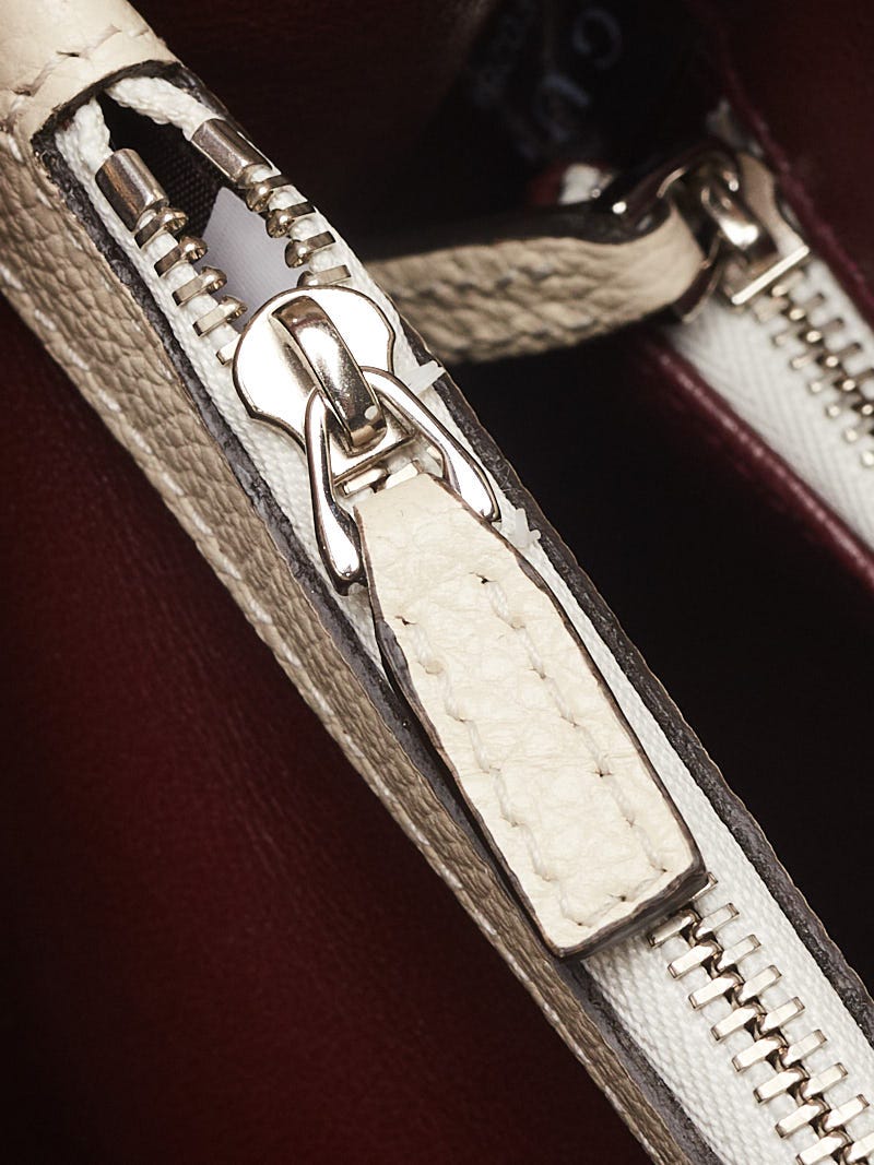 Gucci White Grainy Leather Zumi Medium Tote Bag | Yoogi's Closet