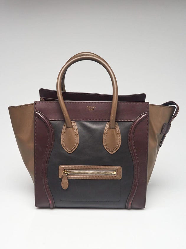 Celine Tricolor Smooth Calfskin Leather Mini Luggage Tote Bag