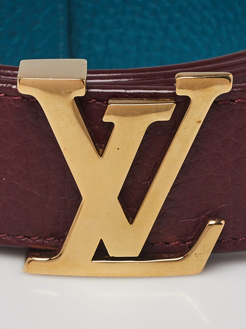 Louis Vuitton Teal and Burgundy Taurillon Calfskin Leather LV Initiales Belt  at 1stDibs