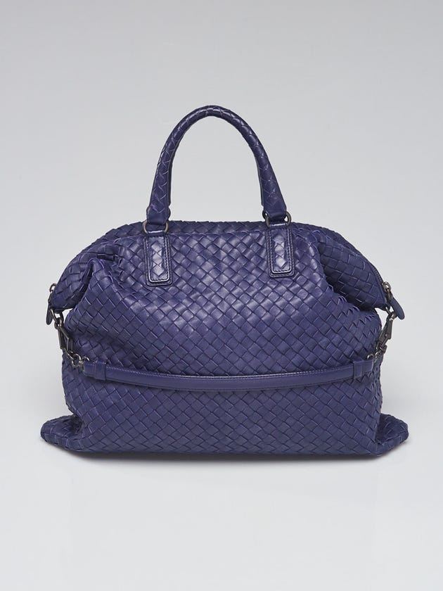 Bottega Veneta Purple Intrecciato Woven Nappa Leather Medium Convertible Bag