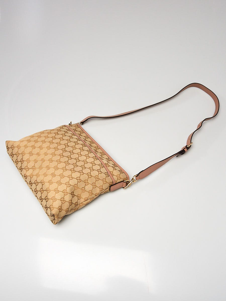 Gucci Beige/Pink GG Canvas and Leather Messenger Bag