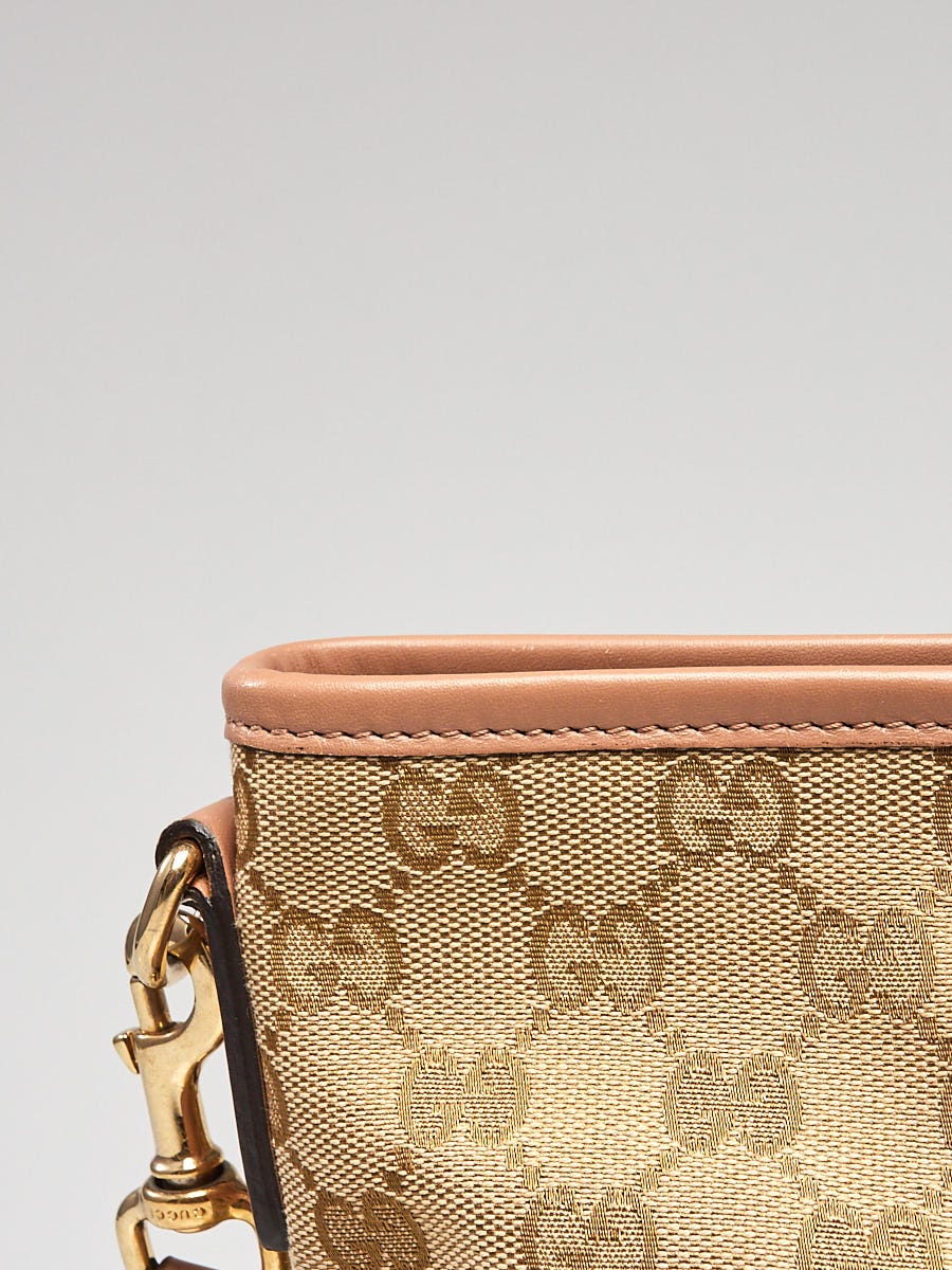 Gucci Beige/Pink GG Canvas and Leather Messenger Bag