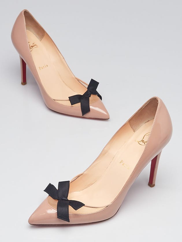 Christian Louboutin Nude Leather and Mesh Love Me 85 Pumps Size 8/38.5