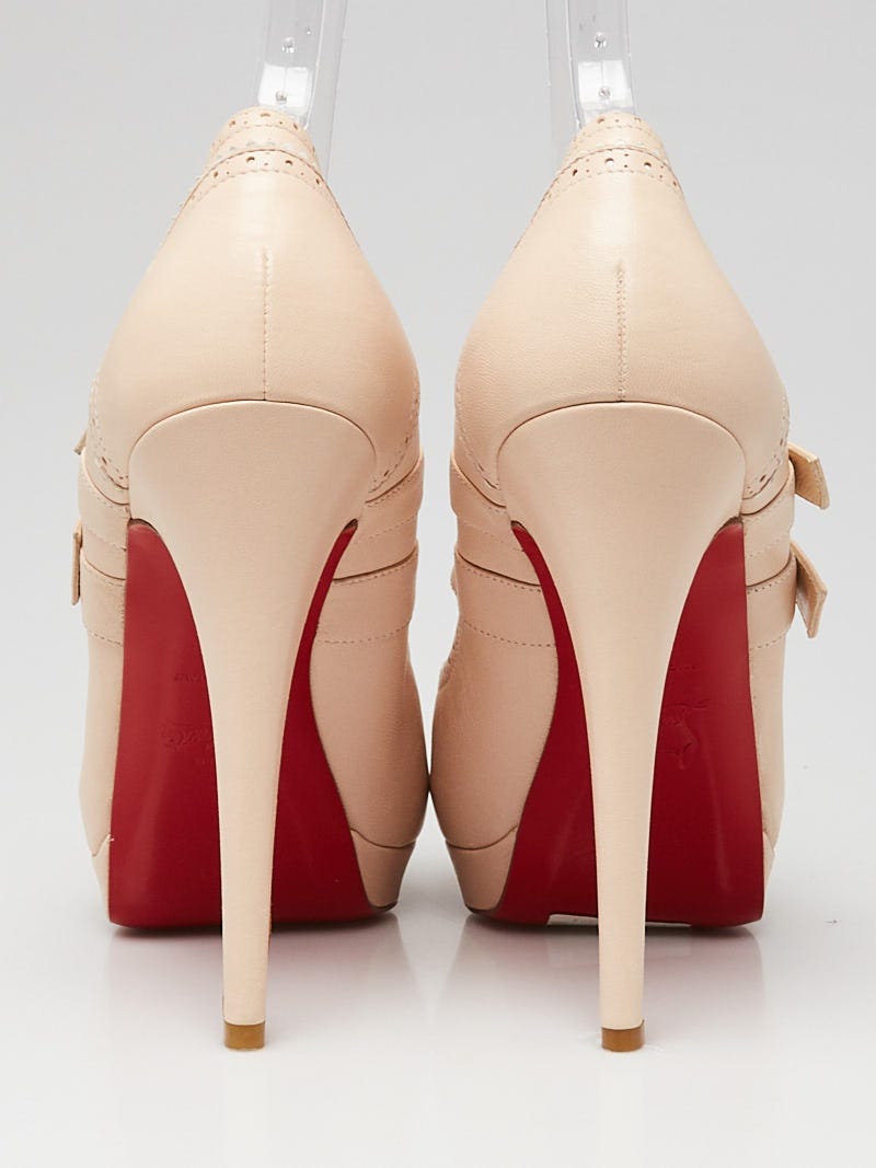 最終値下げ　Christian Louboutin ベージュ ハイヒール Christian Louboutin Beige Leather Luly 120 Peep Toe Mary