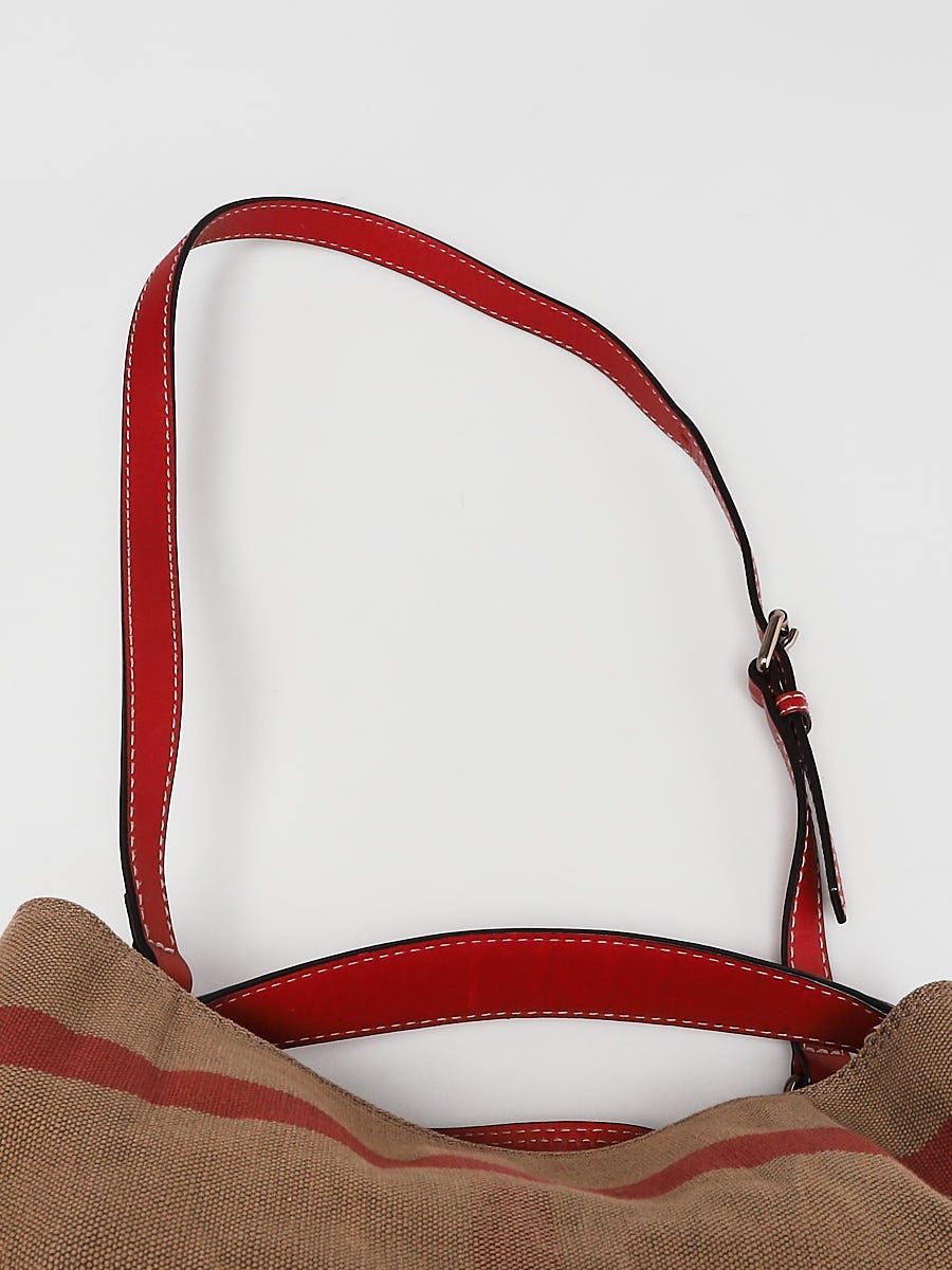 Burberry Susanna Medium Check Canvas Bucket Shoulder Bag