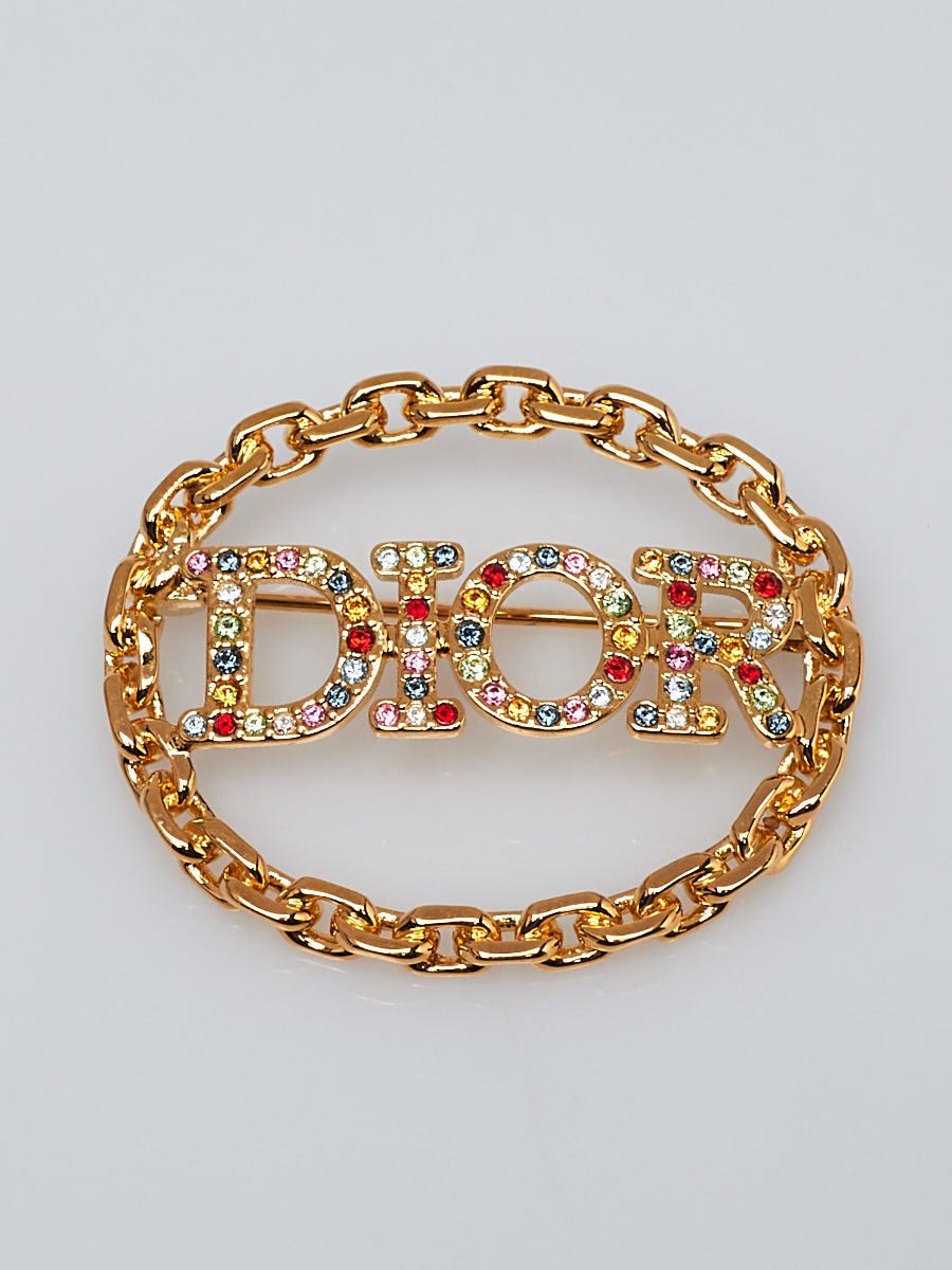 Christian Dior Crystal Dior Logo Brooch