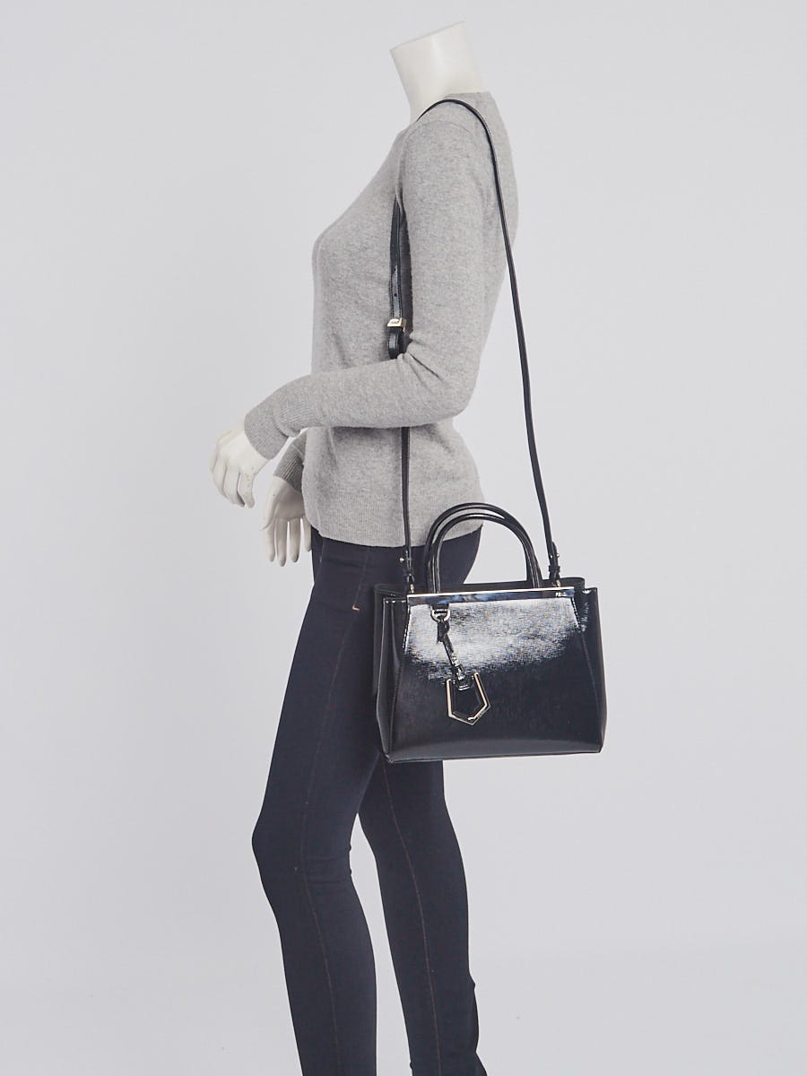 Fendi Black Patent Leather Petite Sac 2jours Elite Tote Bag