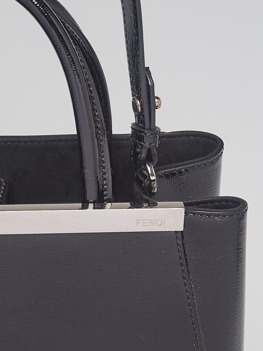 Fendi Black Patent Leather Petite Sac 2jours Elite Tote Bag