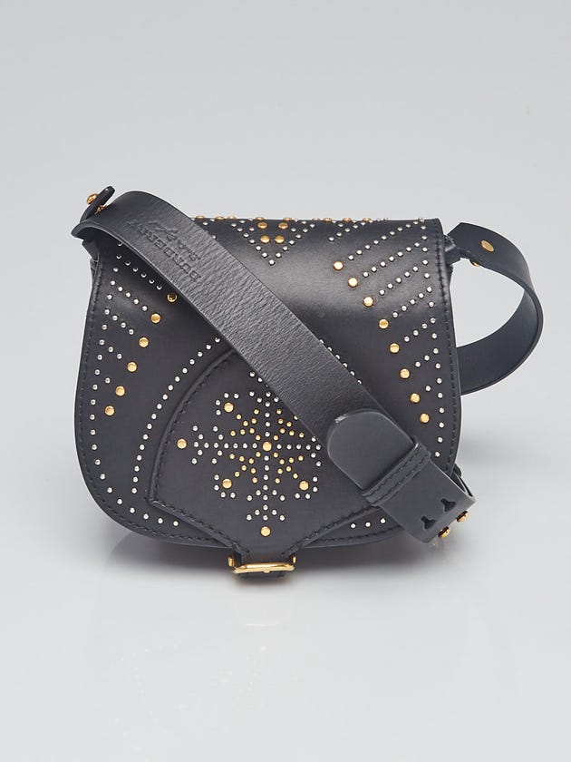 Burberry Black Calfskin Leather Studded Crossbody Mini Satchel Bag